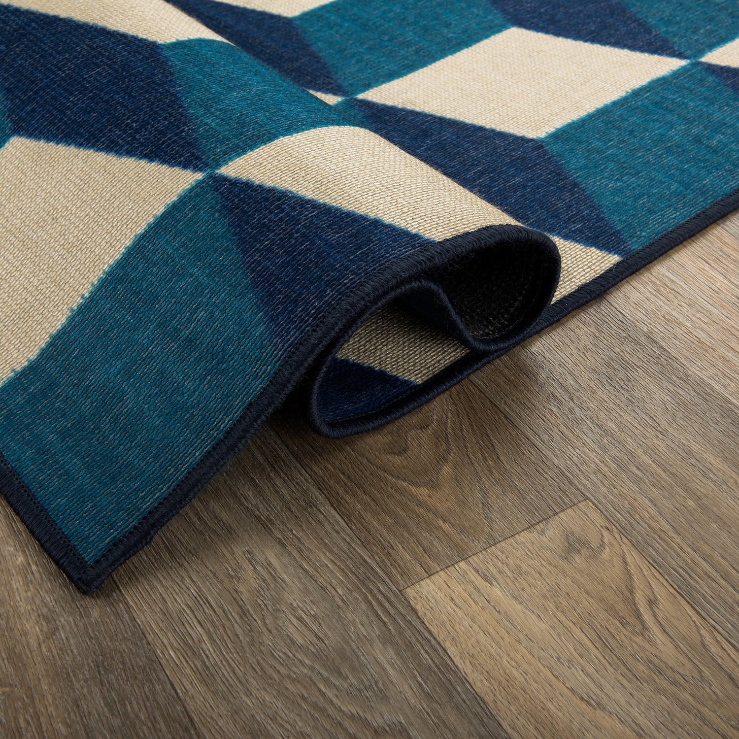 World Rug Gallery Contemporary Geometric Flatweave Indoor/Outdoor Area Rug - BLUE 5' X 7'