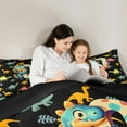 thumbnail image 5 of Manfei Personalized Gifts King Size Comforter Sets,Latter O Bedding Comforter Set,Blue Yellow Dinosaur Bedding Set,Lightweight Room Decoration Reversible,3 Pieces, 5 of 8
