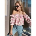 thumbnail image 4 of Printed Off-Shoulder Flounce Sleeve Blouse, 4 of 7