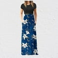thumbnail image 1 of ICHUANYI Clearance Womens Fashion Summer Short Sleeve Casual Printing Pocket Vacation Long Dress(White, M) ICHUANYI WER2023080811052, 1 of 7