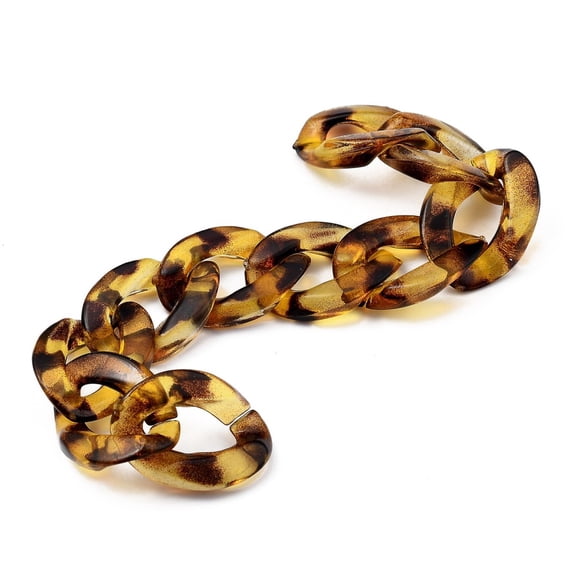 Handmade Transparent Acrylic Curb Chains Twisted Chain for Handbag Chain Making Leopard Print Pattern Light Khaki Link: 23.5x16.5x4.5mm 39.37 inch(1m)/Strand