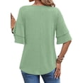 thumbnail image 5 of UVN Blouses for Women V Neck Half Bell Sleeve Shirts Summer Ladies Casual Flowy Tunic Tops, 5 of 9