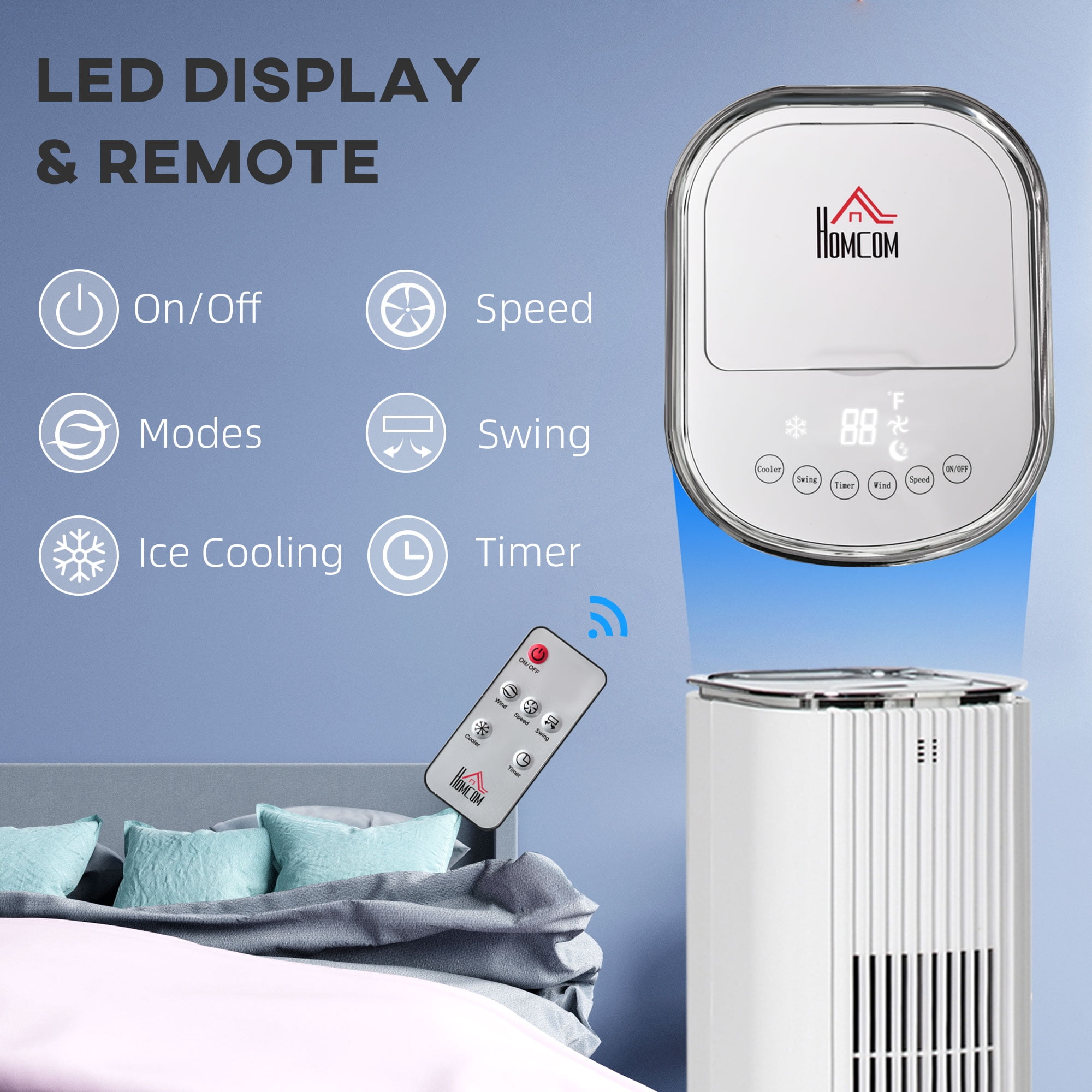 HomCom 42 in 3-Speed Remote Control Evaporative Air Cooler