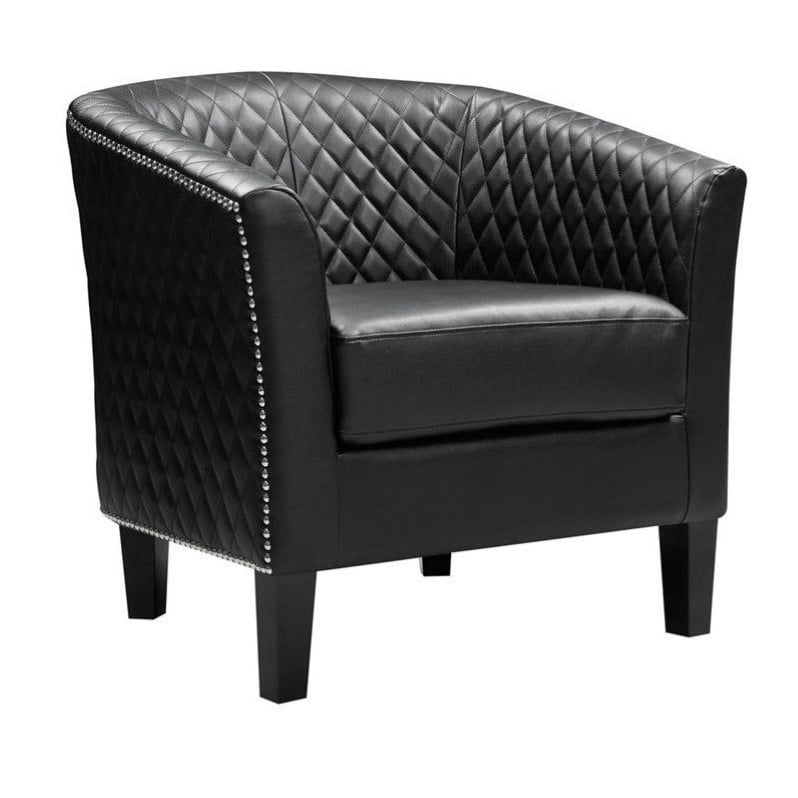 Kingfisher Lane Faux Leather Accent Chair in Black ...