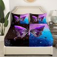 thumbnail image 2 of Erosebridal Drap-Housse Boho Papillon Simple, Ensemble de Literie Violet Taille Simple, Décor Constellation 2 Pcs (Sans Drap du Dessus), 2 of 6