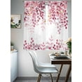 thumbnail image 5 of Sheer Curtains 63 Inches Long, Pink Eucalyptus Leaves Light Filtering Window Curtains for Living Room/Bedroom, Summer Botanical Watercolor Rod Pocket Voile Sheer Curtain Drapes, 52"W x 63"L, 2 Panels, 5 of 8