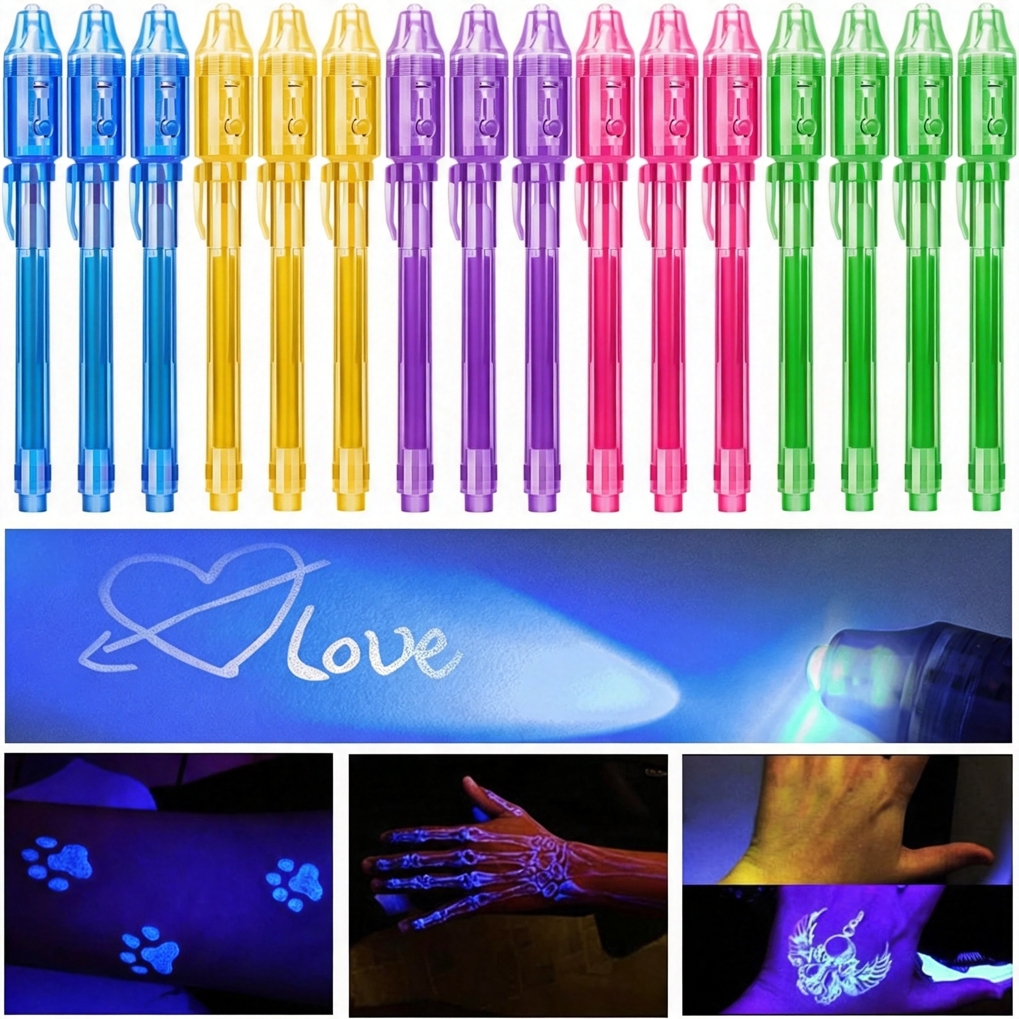 BPPEG Invisible Ink Pen for Kids 23 Pcs: Spy with Uv Light Party Favors-School Classroom Students Prizes-Magic Gifts Birthday Goodie Valentines Black Markers Halloween Easter Day Christmas Gift