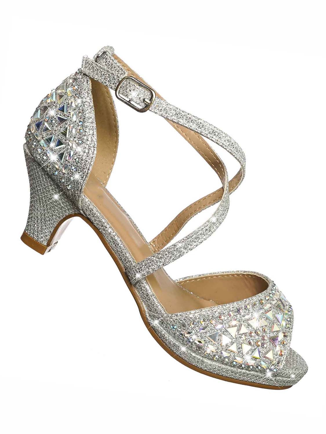 bling block heel sandals