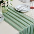 thumbnail image 4 of 5 Pack Sage Green Chiffon Table Runner 10Ft Wedding Table Runner 29x120 Inches Sheer Romantic Tulle Table Runner for Wedding Decor Bridal Shower Baby Shower Birthday Party Cake Table Decoration, 4 of 7