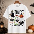thumbnail image 2 of Boo Halloween Shirt, Retro Witch Ghost Black Cat Graphic Tee, Vintage Creep Spooky Season Gift for Women Men, Unisex, 2 of 10