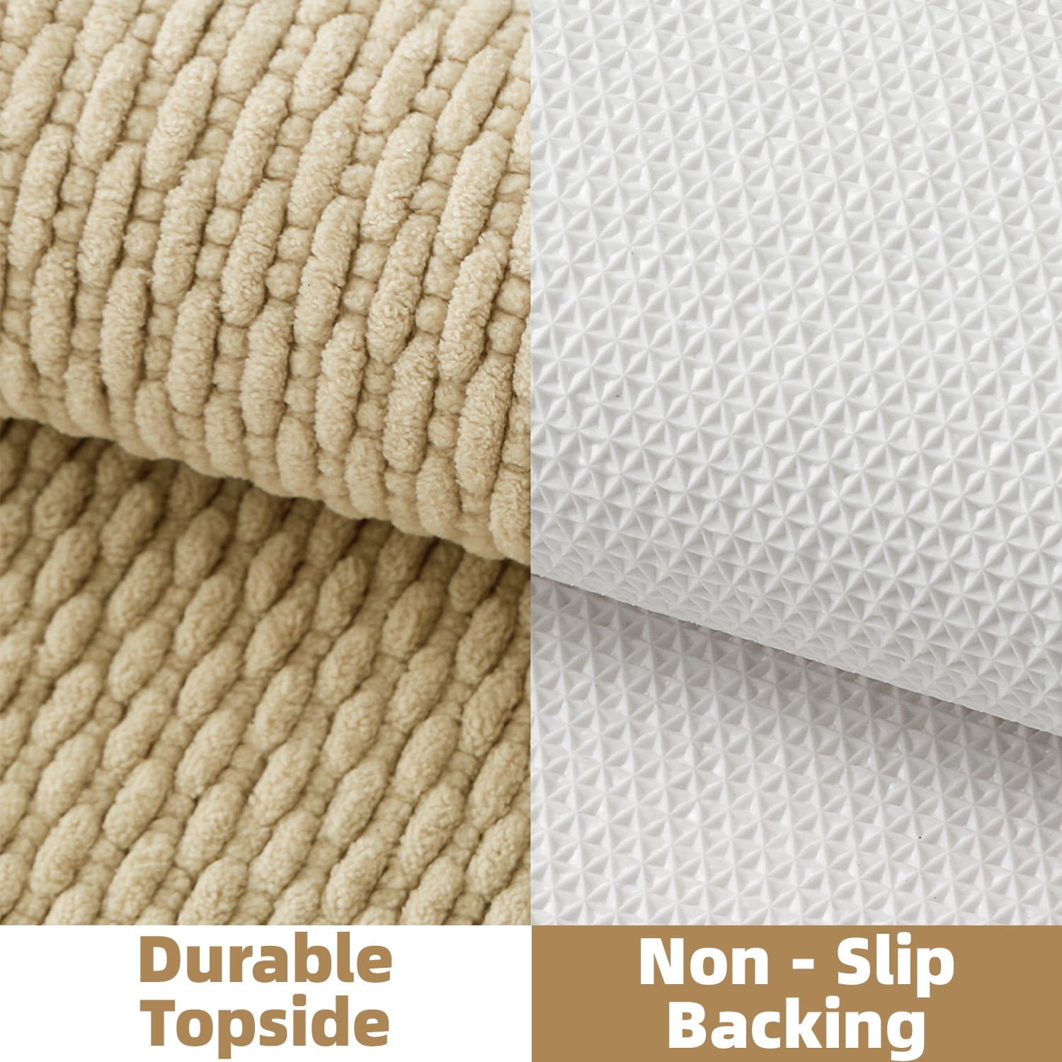 PABUBE Soft Light Yellow Woven Chenille Bathroom Rug, 17"x29", Non-Slip and Absorbent Bath Mat for Bathroom Floor, Machine Washable, Quick Drying