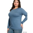 thumbnail image 2 of Zenana Plus Size Brushed Microfiber Lightweight Round Neck Long Sleeve Tee Shirts Top, 2 of 4