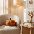 thumbnail image 3 of Pumpkin Throw Pillow, Soft Decorative Plush Pumpkin Cushion, Fall Autumn Seasonal Home Decor for Living Room Couch Sofa Bedroom, Orange, 3 of 6