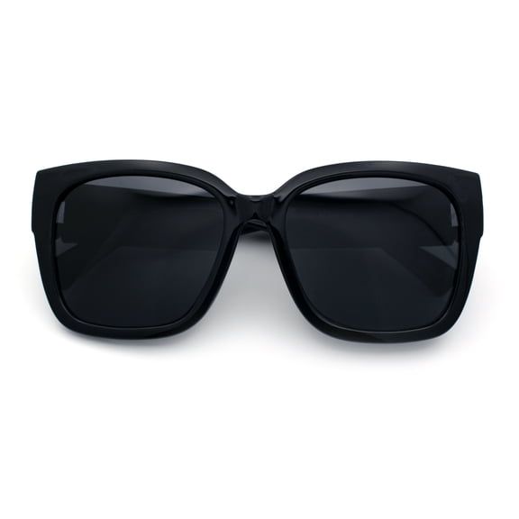 Polarized Oversized High Temple Horn Rim Fit Over Fashion Sunglasses All Black