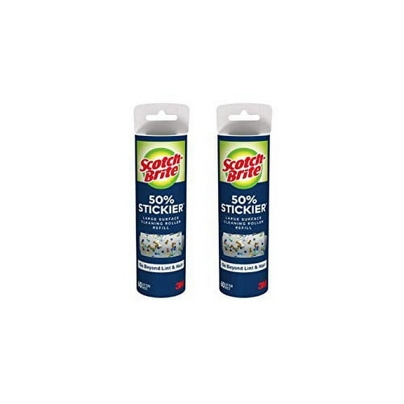 (2) Scotch-Brite Large Surface 8" Wide Lint Roller Refills (120 Sheets Total) Cat Dog Pet Hair Animal Fur Remover Clothing Upholstery Bundle Value Pack Combo