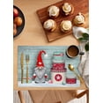 thumbnail image 2 of Placemats Set of 6, Christmas Gnomes Woven Placemat, Linen Place Mats for Kitchen/Dining Tables, Teal Wooden Vintage Snowflake Washable Table Mats for Party, 2 of 8