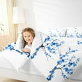 thumbnail image 4 of Homewish Graffiti Floral Bedding Comforter Set,Peach Flower Twin Comforter Sets,Blue White Bedding Set For Boys Kids,Microfiber Bedroom Decor Reversible,2pcs, 4 of 8