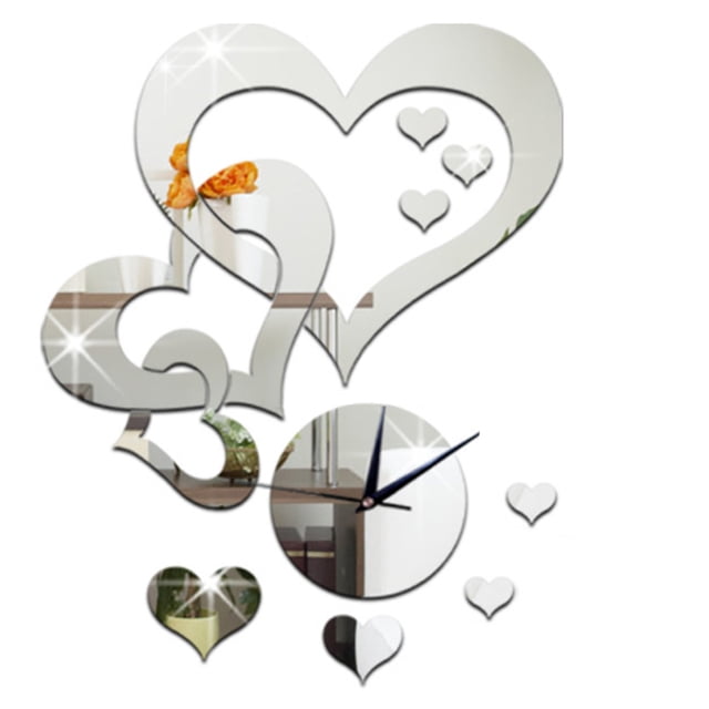 Acrylic Wall Clock Sticker Heart Creative Wall Hanging Clock Wall Clock Decor