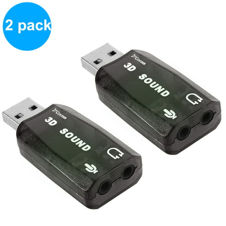 Costech USB External Stereo Sound Adapter [Updated Version] 2 Pack USB Audio Converter Support 3D Sound(Ac-3) and Virtual 5.1 Sound Track Plug and Play No Drivers Needed for Windows, Mac, (Best Sound Card For Linux)