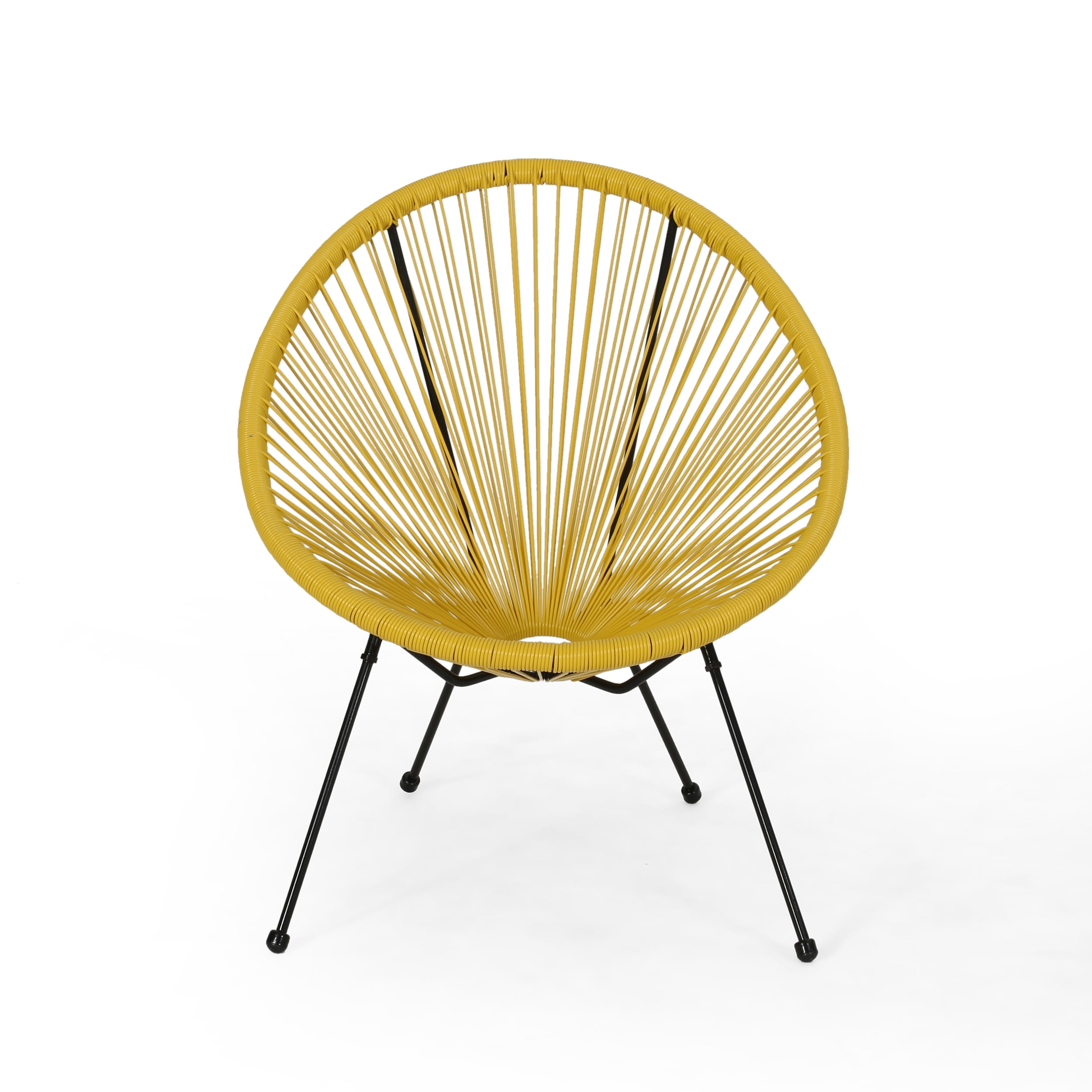 Mintazer Acapulco Chair Set of 2, Outdoor Seating Patio Chairs with Metal Frame, Modern Wicker Bistro Chairs for Balcony Garden Backyard Porch Deck, Yellow