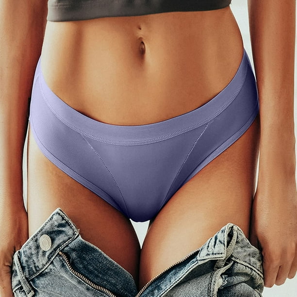 QTBIUQ Women's Solid Underwear Cotton StretchPanties Lingerie Women  Briefs(Gray,XL)