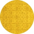 thumbnail image 1 of Ahgly Company Machine Washable Indoor Round Oriental Yellow Traditional Area Rugs, 4' Round, 1 of 4