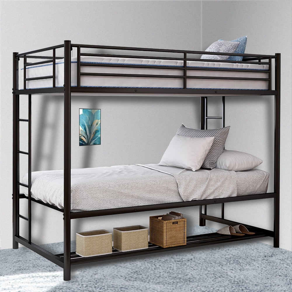 Metal Bunk Beds, Heavy Duty Twin Over Twin Metal Bunk Beds with Storage