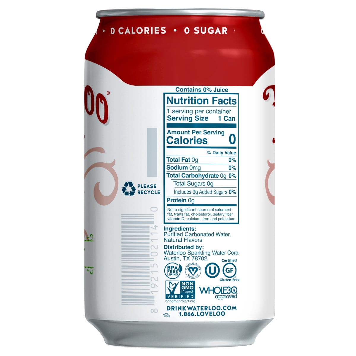 Waterloo Sparkling Water, Cranberry, 12 fl oz, 8 Pack Cans