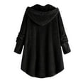 thumbnail image 3 of Womens Cardigan Plus Size Button Plush Tops Hooded Loose Cardigan Wool Coat Winter Jacket Navy Xl, 3 of 7