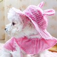 thumbnail image 4 of Saient Summer Lovely Bear's Ear Pet Dog Hat Lattice Dogs Caps For Small Medium Dogs Cats Adjustable Puppy Kitten Hats Pet Accessories Chihuahua, 4 of 6