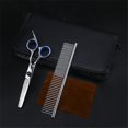 thumbnail image 3 of Tijeras para perros, tijeras para pelo para perros y gatos, juego de tijeras curvas afiladas 5 en 1, juego de aseo para perros para cara, cuerpo y orejas, 3 of 5
