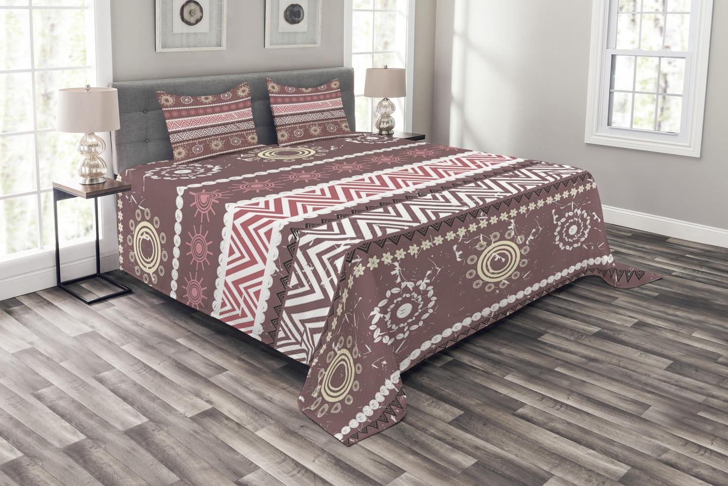 Zambia Bedspread Set King Size, Antique African Traditional in Earthen