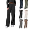 thumbnail image 4 of Pantalones casuales sueltos de principios de primavera, tendencia de moda, pantalones rectos drapeados de cintura alta simples de color sólido para mujer, 4 of 6