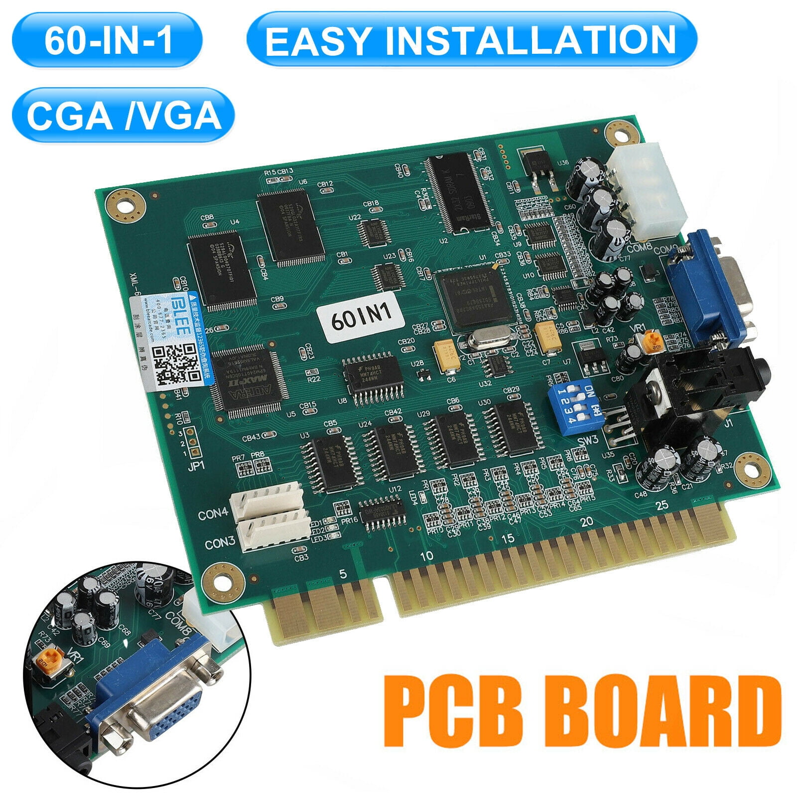 60 In 1 Multicade PCB Board CGA/VGA Output for Classic Jamma Arcade Video Game