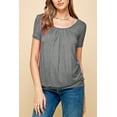 thumbnail image 3 of Made by Johnny Women's Scoop Neck Short Sleeve Pleated Front Blouse Tunic Top M HEATHER_DARK_GREY, 3 of 6