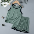 thumbnail image 2 of Boys Outfit Sets Summer Vest Shorts Set Loose Girls Thin Sleeveless Pajamas Round Neck Home Wear Fall Clothes Sets 5-6 Years, 2 of 4