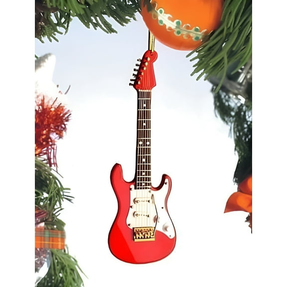 Realistic Red ELECTRIC GUITAR Musical Ornament Christmas Ornament, 5" Long by Broadway Gifts