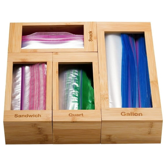 Seal Top Plastic Bag Organizer Storage for Kitchen Drawer Organization, Plastic Sandwich Baggie Holder Dispenser