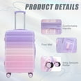 thumbnail image 4 of imerelez 20"/24"/28" 3 pcs/set in PC Spinner Wheel Luggage, Carry on Suitcase, With Gradient Color and Combination Lock(Pink+Purple), 4 of 8