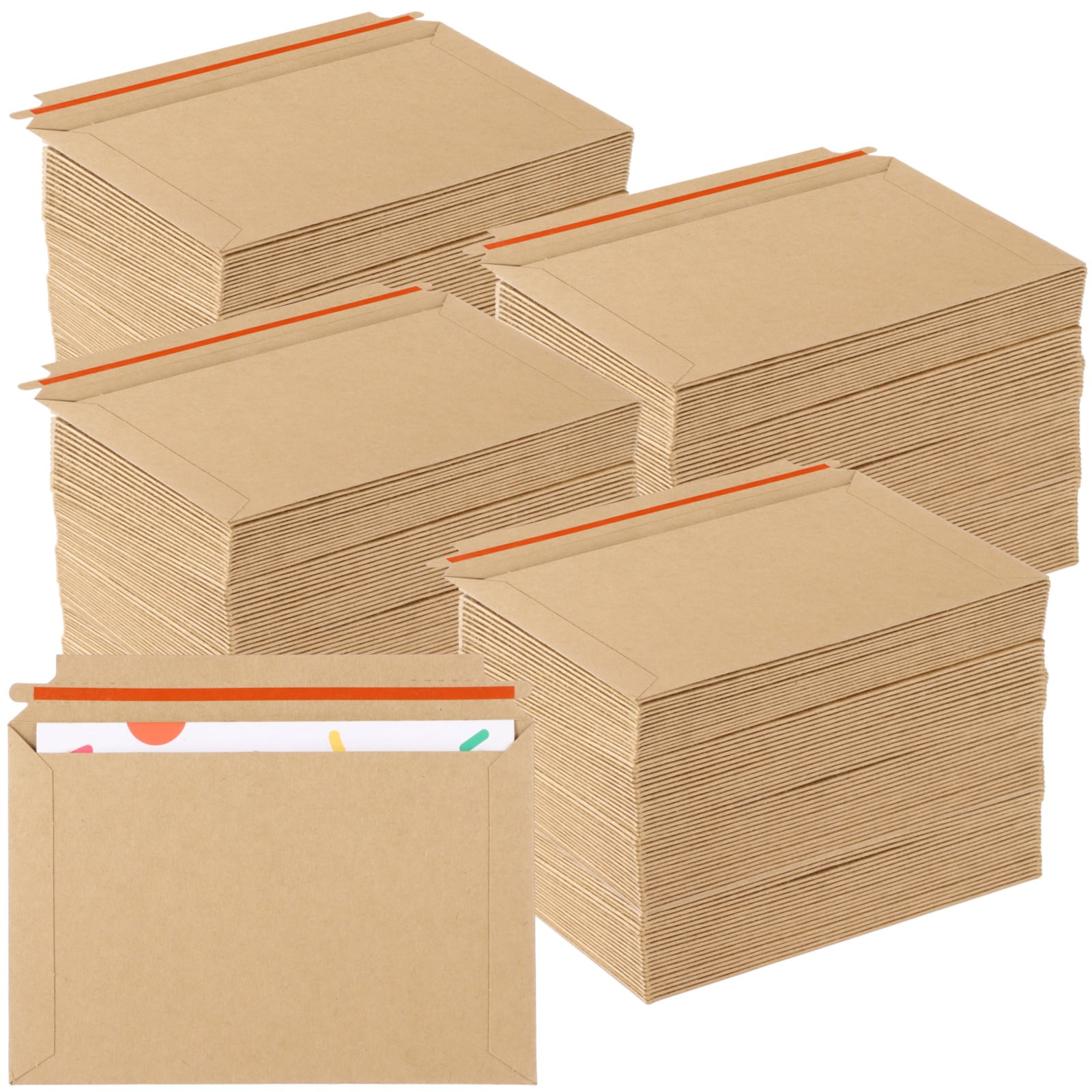 400 PCS Rigid Photo Mailers, 6.5 x 4.5 in Self-Adhesive Kraft Paper Shipping Envelopes for Photos, Documents, Cards, Invitations, Bulk Mailing Supplies for Business