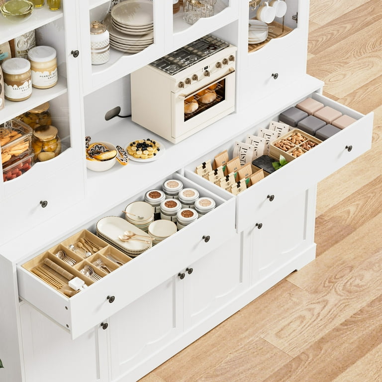 Homfa 74.2'' Tall Kitchen Pantry with 8 Doors Storage Hutch, Large