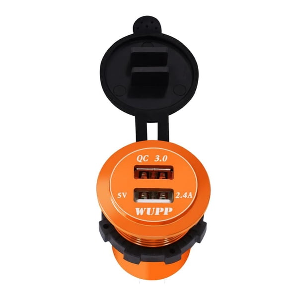 Cargador de Coche USB Dual Soledad 12V / 24V de Teléfono con Enchufe Incorporado Naranja