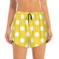 thumbnail image 2 of Balery Yellow And White Polka Dot Pantalones cortos deportivos para mujer con forro y dos bolsillos, elásticos, para entrenamiento, gimnasio, yoga-Large, 2 of 7