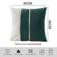 thumbnail image 2 of Set of 2 Velvet Trim Throw Pillowcase Patchwork Color with Gold Leather Throw Pillowcase Cushion Cover -18 x 18 inches - blackish green, 2 of 5