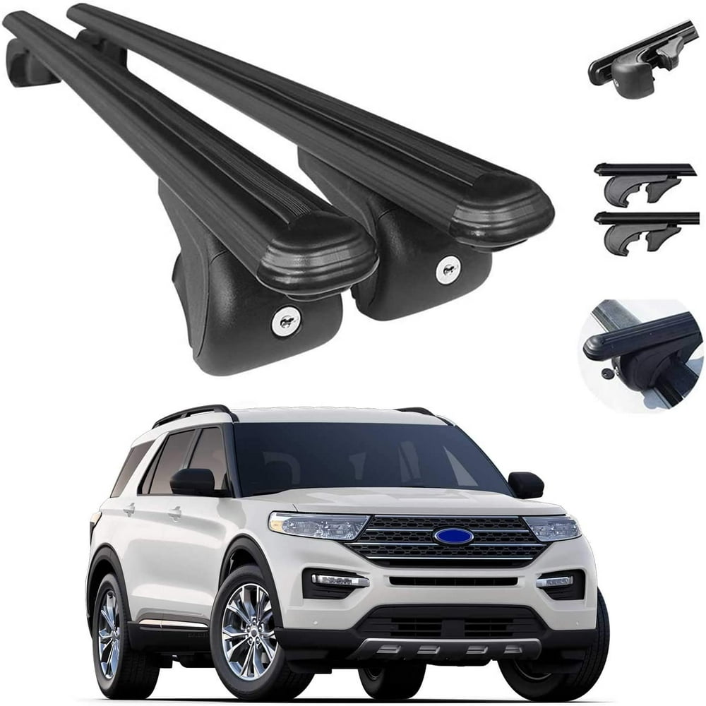 OMAC Black Aluminum Roof Top Bar Cross Bars Cargo Rack Fits Ford Explorer 20202021 Luggage