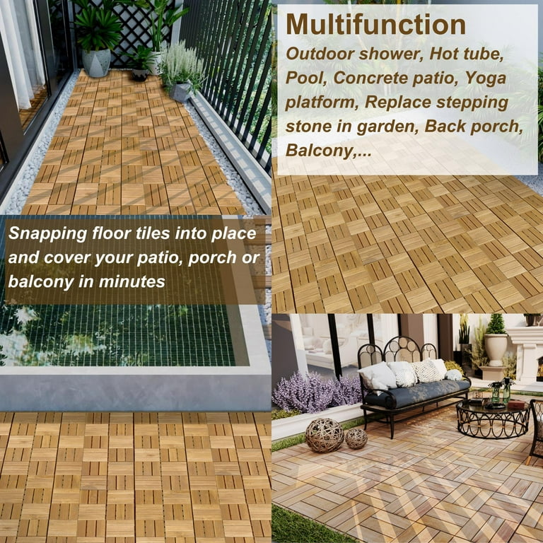 12 in. x 12 in. Square Wood Flooring Tiles in Brown (10-Pack)