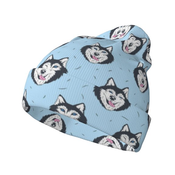 Kdxio Husky Head Winter Beanie for Men Women Beanie Knit Hat Cuffed Cap Beanie Knit Chunky Snow Cap