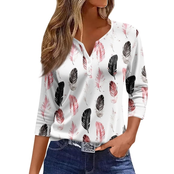 Trendy Women's T Shirts For Everyday Wear V Neck Design Stylish Printed Graphic With Jeans And Casual Pants For Summer Easy Care Long T Shirts for Leggings for Women Tech Apparel Lightweight Long