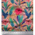 thumbnail image 1 of Soimoi Poly Georgette Fabric Leopard,Tropical Leaves & Floral Decor Fabric Printed Yard 42 Inch Wide, 1 of 3