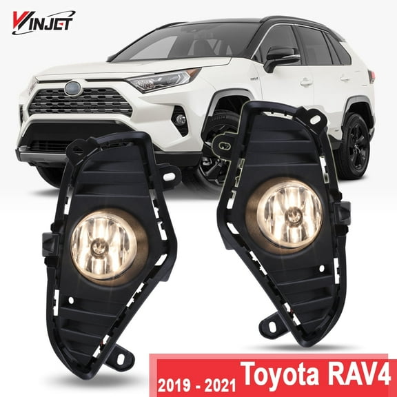 Winjet Halogen Clear Lens Fog Lights Pair Set For 2019-2025 Toyota RAV4, Wiring Kit and Switch Included